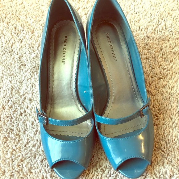 teal kitten heel shoes